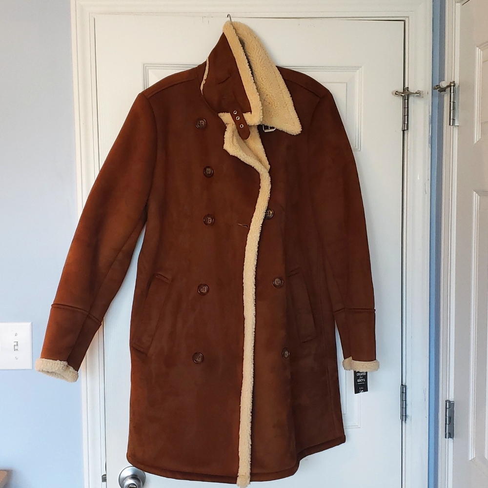 NWT Guess Unisex Faux Suede Shearling Coat